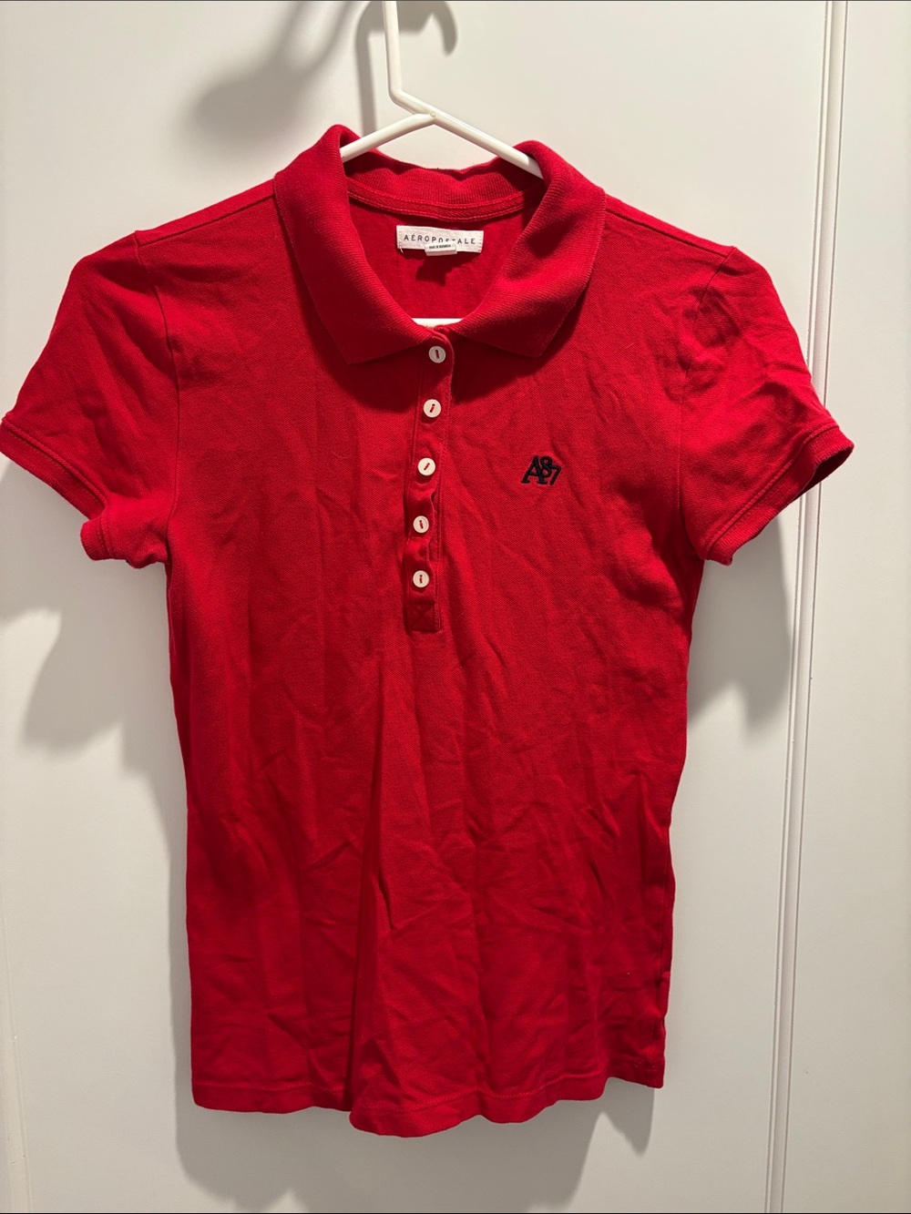 Aeropostale Bright Red Girls' Polo with Button Placket